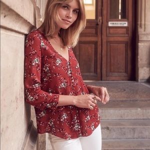 SÉZANE Heloise Long Sleeve Blouse in Folk Tomette Print